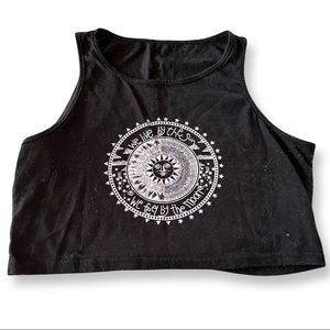 Yoga Black Tank Top We Live By the Sun We Feel By The Moon